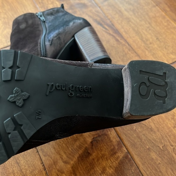 PAUL GREEN Rockin Bootie US 9 Brown Suede Metallic Zipper Ankle Boot Size 7.5 - Picture 9 of 11